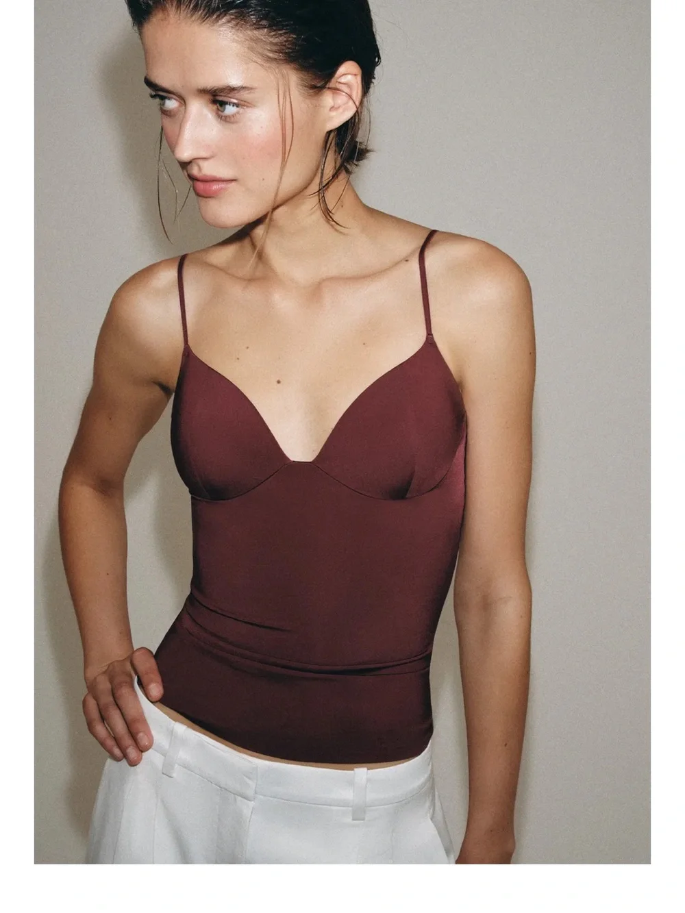 Zara Brown Spaghetti-Strap Tank Top